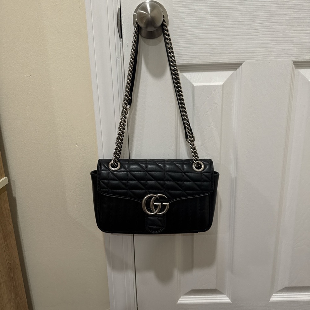 Gucci Black Quilted Shoulder Bag with Chain Strap